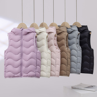 儿童羽绒马甲轻薄连帽中大童宝宝2025新款秋冬保暖男女童背心外穿
