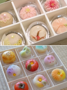 日本和果子专用PET食品级70g圆形50g方形透明茶菓子吸塑料包装盒