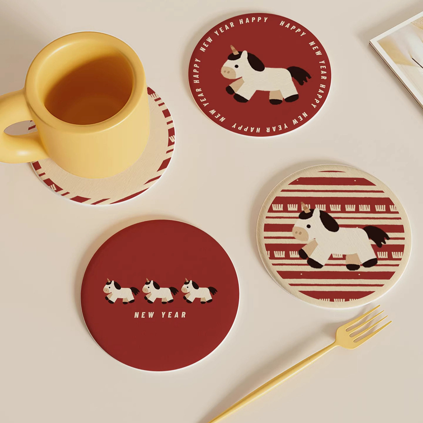 新款2026马年圆形杯垫硬硅藻土桌面办公室吸水垫洗手台沥水垫速干,餐饮具,餐垫,淘宝优惠券,粉丝福利购,淘宝优惠卷