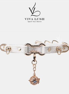 vivalush白色蛇皮纹挂铃档项圈