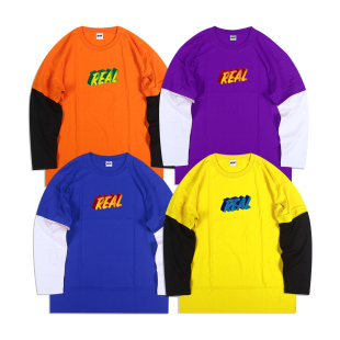 TEE 国潮嘻哈说唱街舞BBOY小领口假两件长袖 蜜丘琳保持真实 REAL