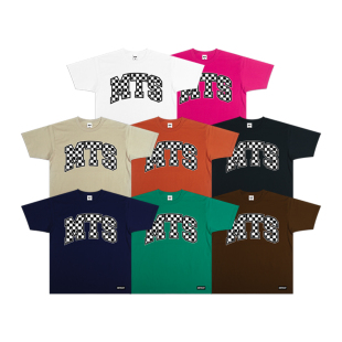 蜜丘琳棋盘格国潮MTS短袖 TEE 街头嘻哈街舞滑板说唱学生小领口短袖