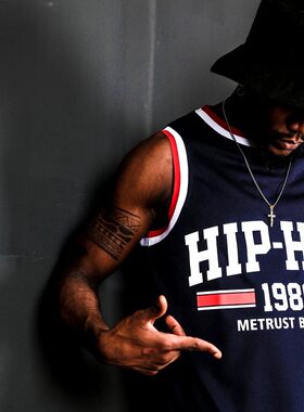 蜜丘琳HIPHOP黄金年代80s街头品牌街舞bboy滑板嘻哈潮流网眼背心