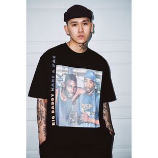 说唱街舞滑板嘻哈小领口短袖 蜜丘琳TUPAC 原创国潮 DADDY TEE BIG