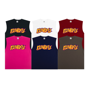 坎肩T恤 KUNGFU国潮无袖 街舞打篮球宽松 CHINESE 蜜丘琳中国功夫