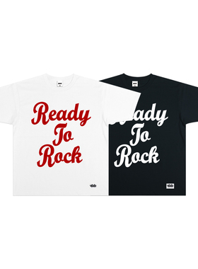 蜜丘琳READY TO ROCK街舞宽松小领口短袖美式休闲嘻哈街头国潮