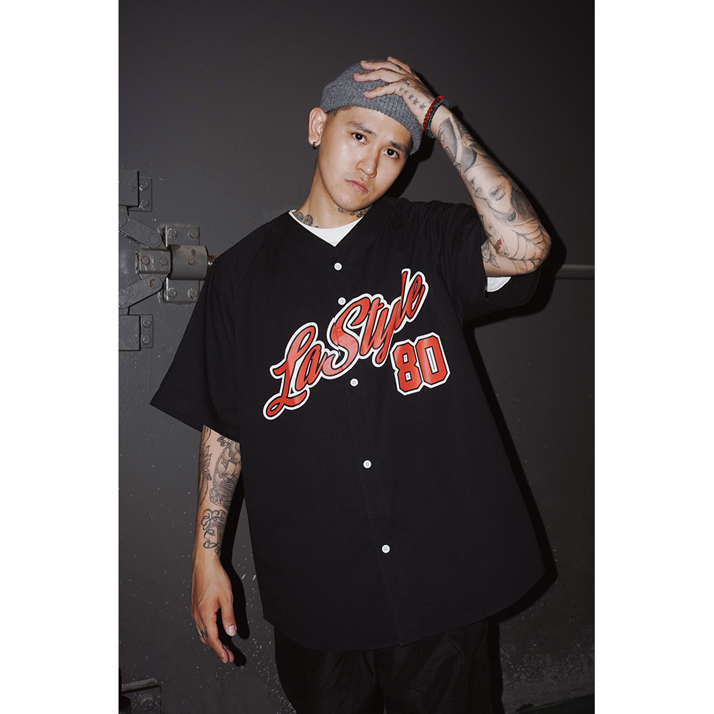 蜜丘琳LA 美式嘻哈嘻哈黄金年代街舞说唱复古vintage棒球衫短袖