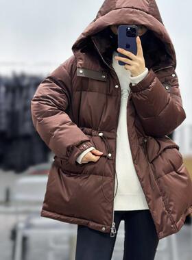 2025新款防水人气风衣黑色拼皮宽松气质女士长款户外外套