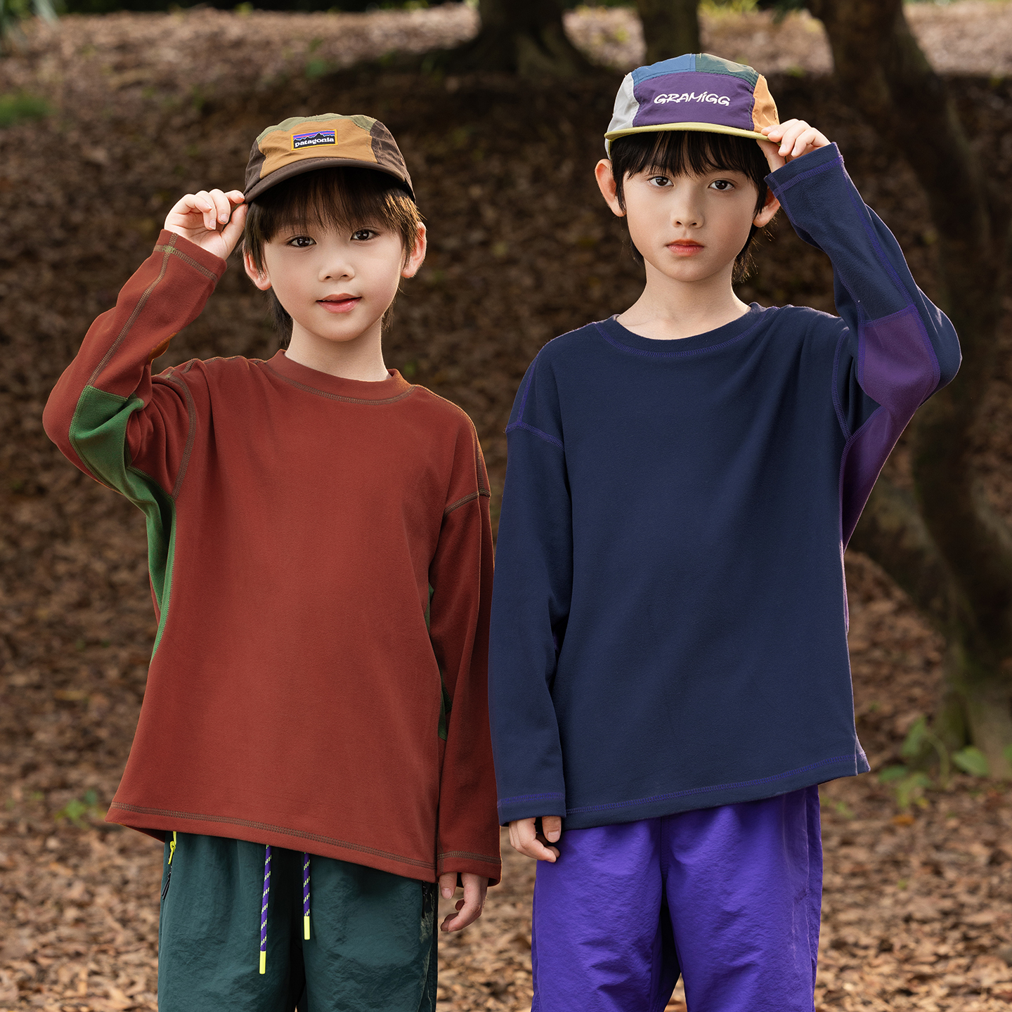 撞色糯感儿童7A抗菌蓄热保暖T恤