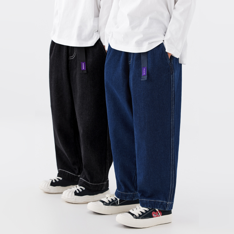 EK阔腿牛仔裤复古经典纯色休闲裤