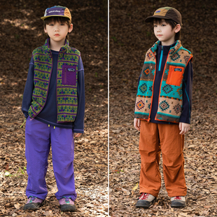 童装 2025新款 双面奥粒绒马甲立领外套儿童保暖背心开衫 男童秋冬季