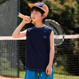 户外运动训练轻薄速干无袖 儿童装 T恤中大童 2025新款 男童背心夏装