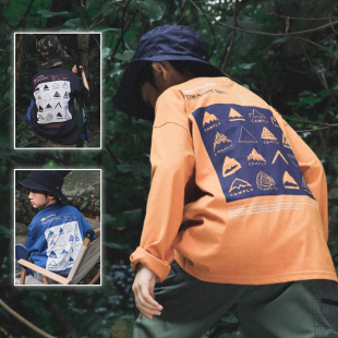 户外风童装 男童春装 打底衫 儿童宽松圆领长袖 纯棉T恤 上衣2026新款