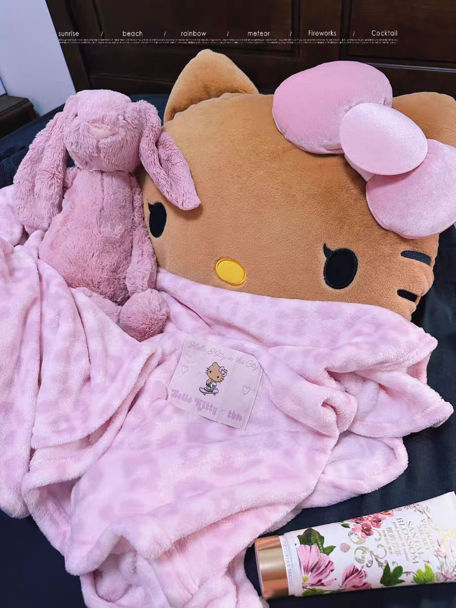 2025秋冬  新款家居HelloKitty法兰绒毯子抱枕车载靠枕空调毯