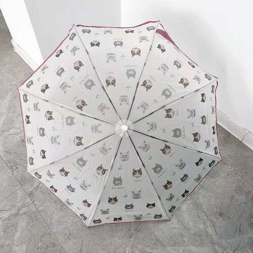 2026年日本Kusuguru正品猫咪蜜豆图案雨伞半透明伞卡通动漫