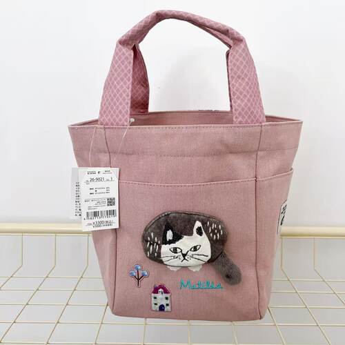 2026日本Kusuguru正品刺绣爬猫手提包手拎包帆布袋饭盒包501
