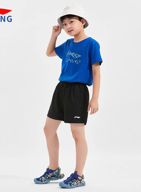 李宁儿童短裤2024年夏季透气速干休闲裤学生运动跑步裤子 YKSU169
