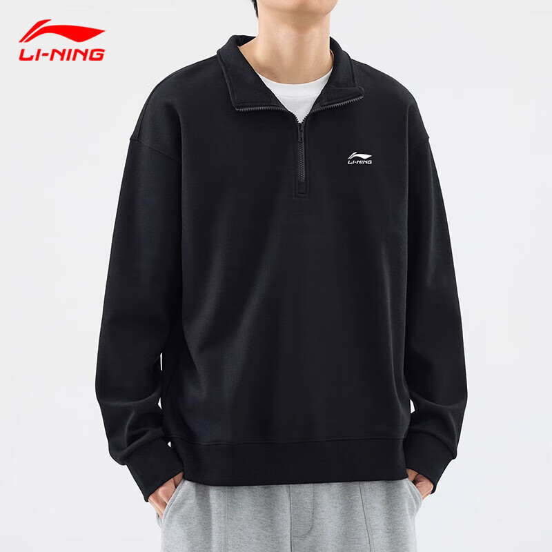 李宁秋冬保暖套头衫半开襟外套