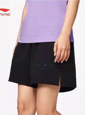 李宁短裤春夏季女运动生活时尚潮流宽松舒适休闲百搭短卫裤5分