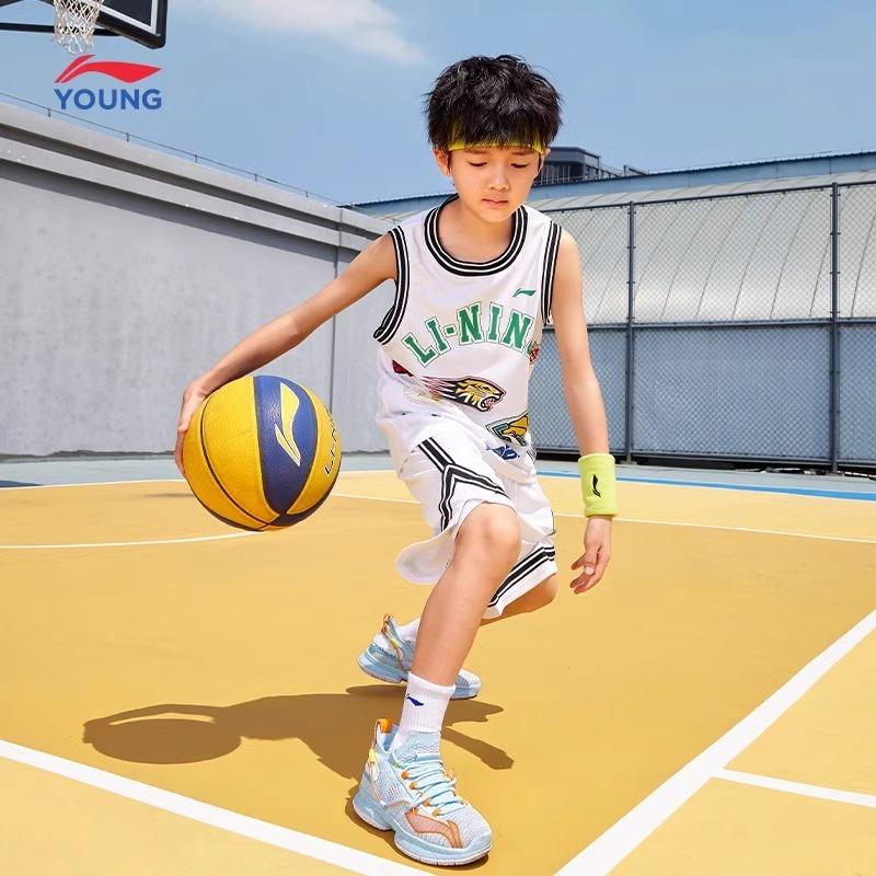 李宁儿童专业篮球服套装男童装中大童青少年新款篮球系列运动夏装