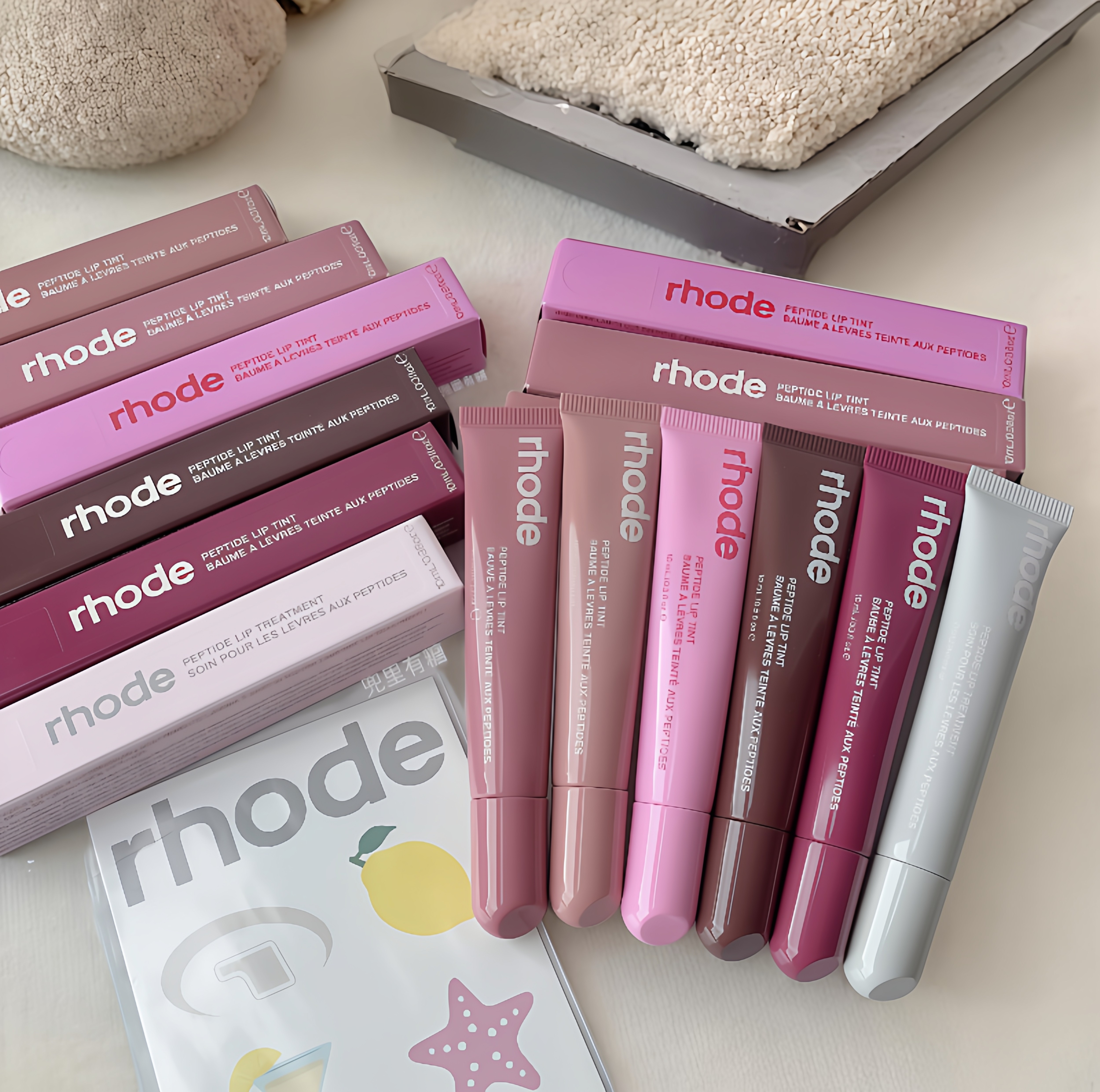 rhode唇膏正品海莉唇蜜有色口红润唇膏唇彩toast唇部ribbon镜面