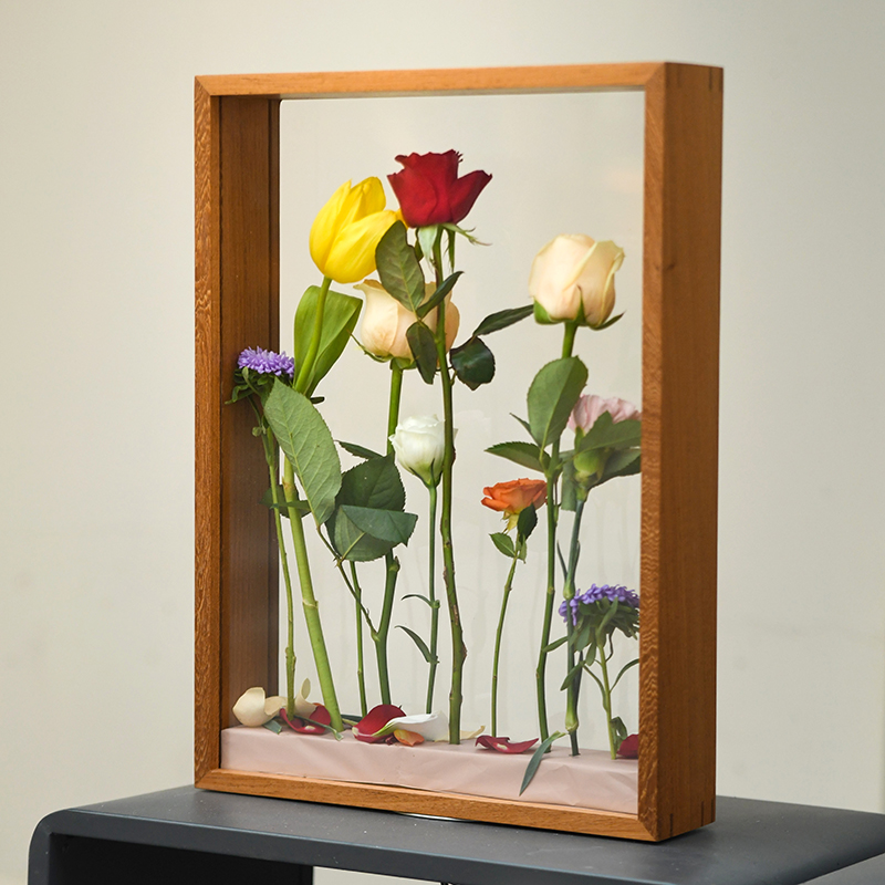 5公分双面透明相框空框定制a3亚克力实木a4画框立体实物标本展示