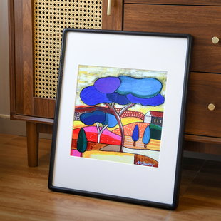 黑色实木框定制洗照片做成相框挂墙diy装裱木制卡纸框a4圆角画框