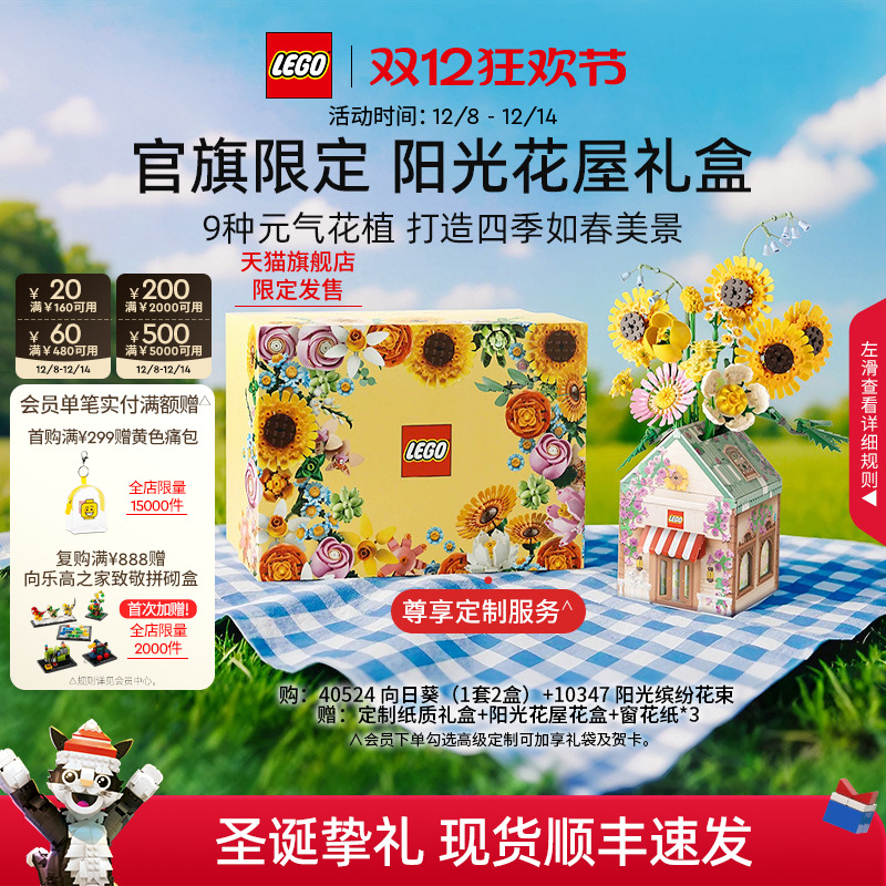 乐高阳光花屋礼盒永生花积木礼物
