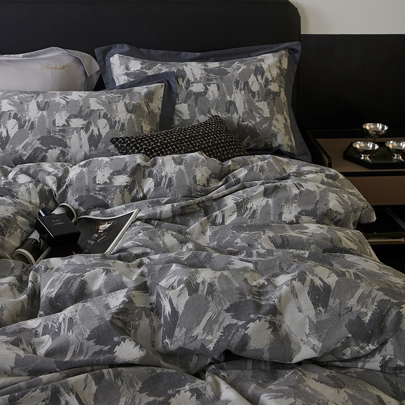 复古低调高级感床笠四件套纯棉全棉床单被套冷色侘寂风春夏季床品