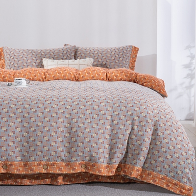 中古风提花双层纱四件套