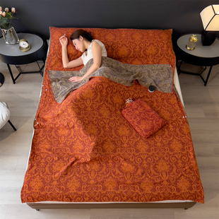 旅行宾馆被套睡袋A类级别母婴色织纯棉双层纱隔脏防脏裸睡床罩单