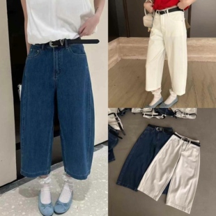 CKCD2025夏季薄高腰显瘦四面弹宽松百搭八分裤牛仔裤女弯刀裤3130