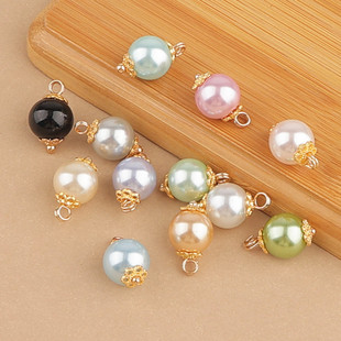 仿珍珠纽扣圆珠雪纺衬衫毛衣彩色花托扣唐装汉服旗袍装饰国风扣子