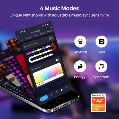 涂鸦wifi双模灯带套装5050rgb12v40键遥控音乐灯条智能语音灯带