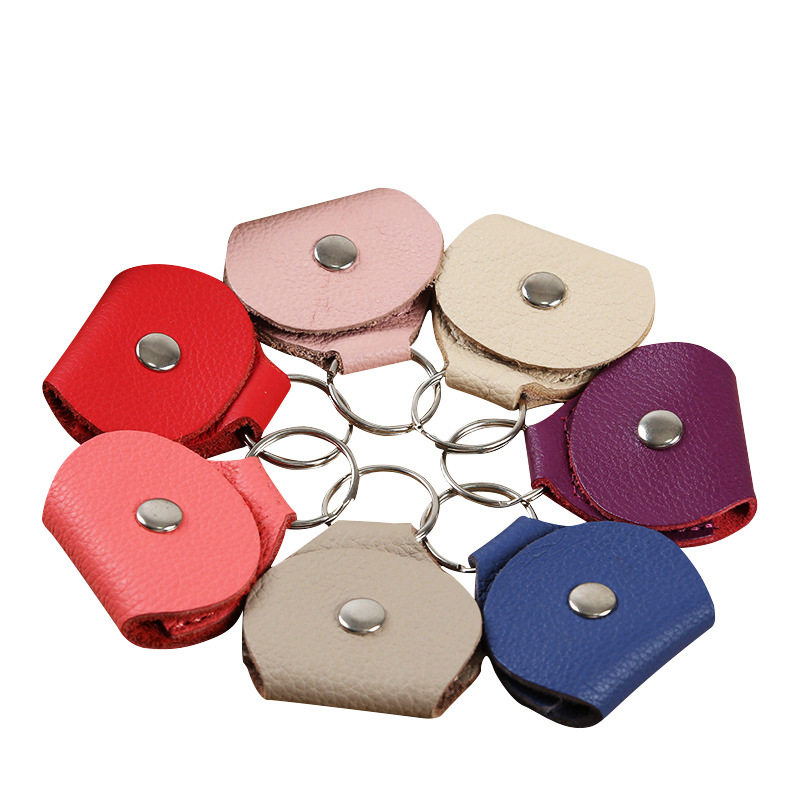 吉他真皮拨片包可挂钥匙扣尤克里里拨片盒拨片夹套牛皮弹片配件