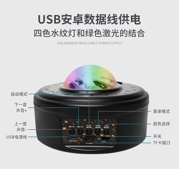 插电北极光月球银河投影仪宇航员星空氛围投影灯智能星空顶小夜灯