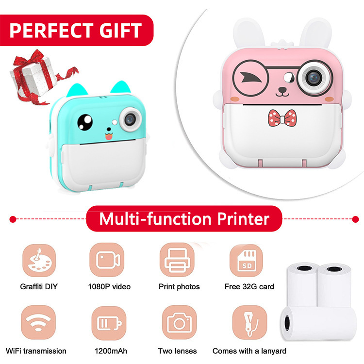 跨境Q5新款儿童拍立得相机热敏打印迷你卡通趣味数码照相机礼物
