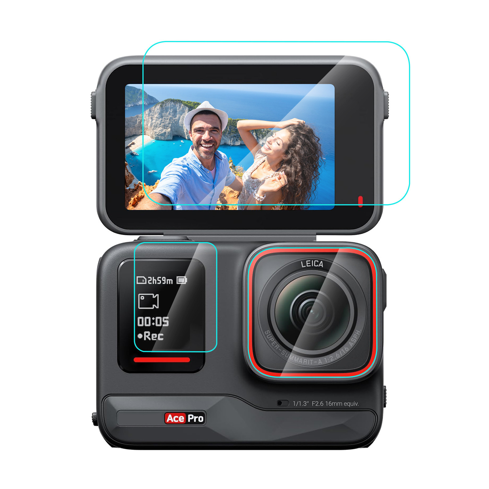 PULUZ胖牛适用Insta360AcePro运动相机钢化膜大疆无人机钢化膜