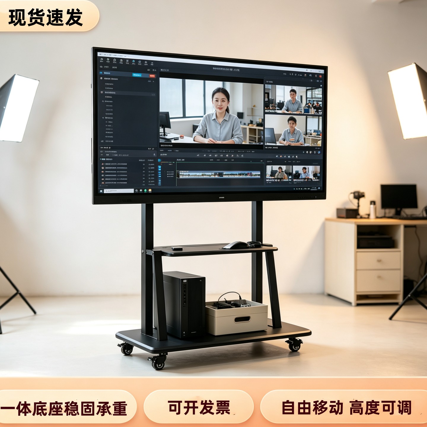 电视机可移动落地支架一体机立式挂架支撑架适用小米推车通用架子