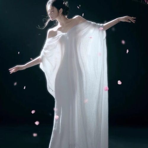 白色宽松慵懒大码绝美晨袍连衣裙