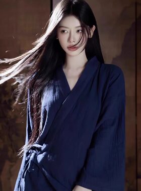 佛系宽松度假写真茶服连衣裙禅意