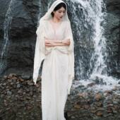 新中式 晨袍深V复古设计感度假新娘长裙高级感亚麻仙女连衣裙夏季