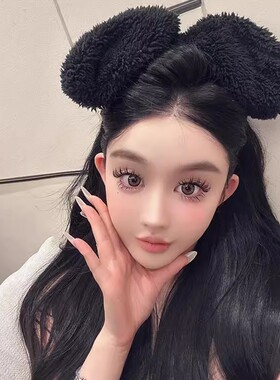 网红主播甜美可爱兔耳朵拍照化妆洗脸敷面膜束发发箍发带头饰2024