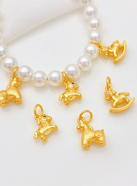 铜镀真金保色小木马小马吊坠挂件