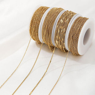 钛钢保色O字链侧身链散链真空镀18K金手工diy手链项链延长链配件