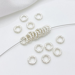 S925纯银锤纹盘缠隔圈隔片手工diy串珠手链项链卡环饰品材料配件