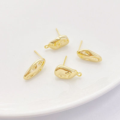 14K包金巴洛克不规则豆豆耳钉