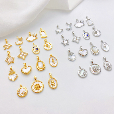 18K包金四叶草玫瑰花贝壳吊坠