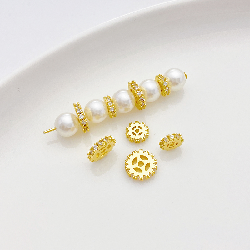 18K包金保色镶锆石雪花隔珠