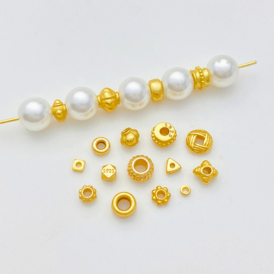 S925古法银镀金圆形三角隔珠diy